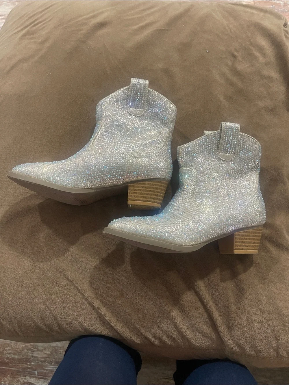 Sparkling Silver Western Ankle Boots - girls